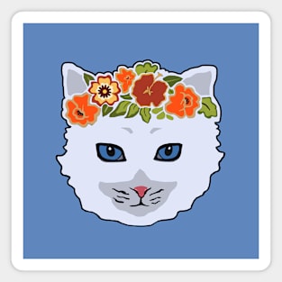 Cat with Floral Crown Magnet